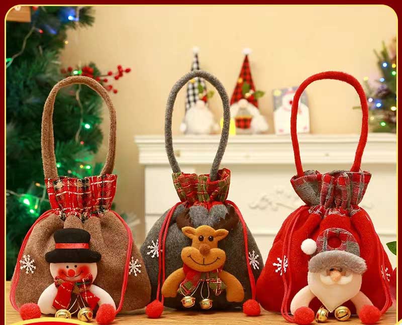 Fiasrel 2pcs Christmas Gift Bag Santa Claus Apple Bag Christmas Eve Comprises Fruit and Candy Gift