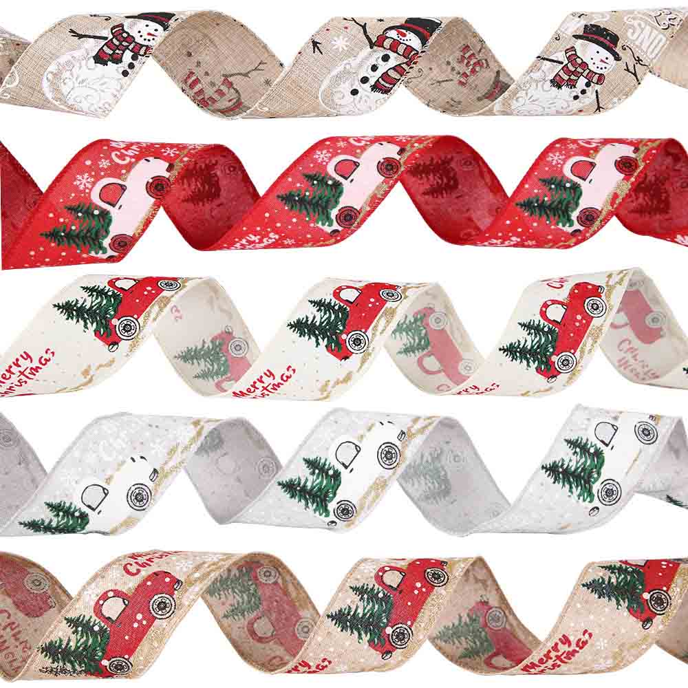 Fiasrel 2 Meter Christmas Tree Bow Wreath Wrapped Decorations Hanging Ornaments Christmas Gift Packaging Ribbon