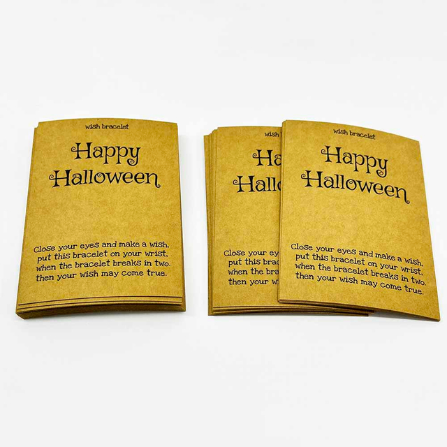 Fiasrel 20/50/100pcs Kraft Paper Card Handmade Happy Halloween Bracelet Jewelry Cards