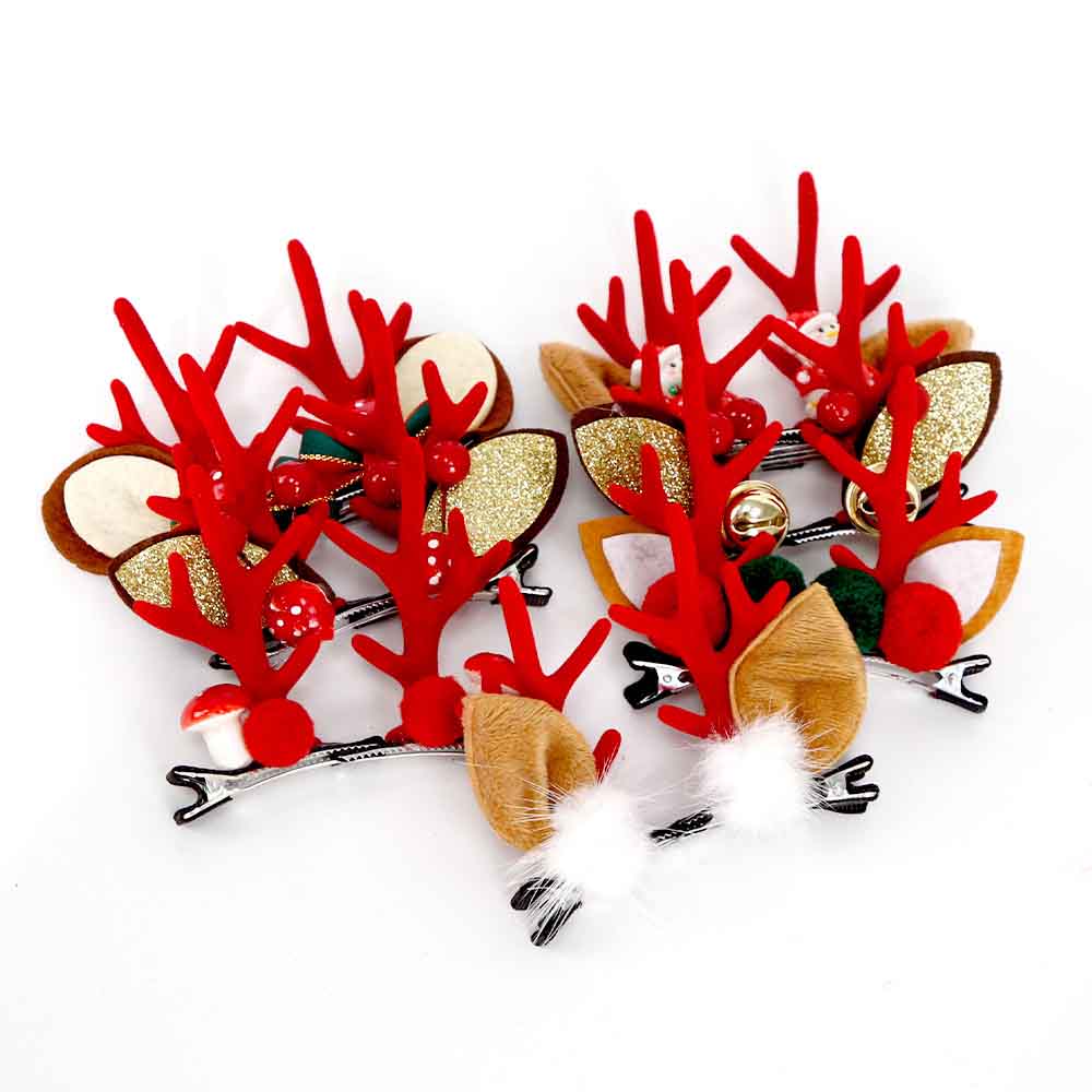 Fiasrel 1Pair Christmas Hair Clips Reindeer Antlers Xmas Hairpins Deer Antler Hair Clip for Christmas Decorative
