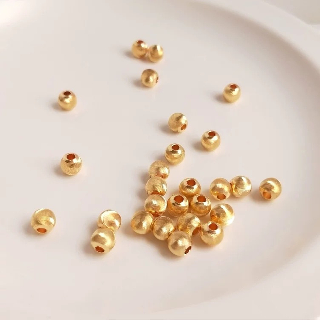 Fiasrel 20pcs 3-10mm 14K Gold Cat's Eye Spiral Beads Round Brass Jewelry Beads