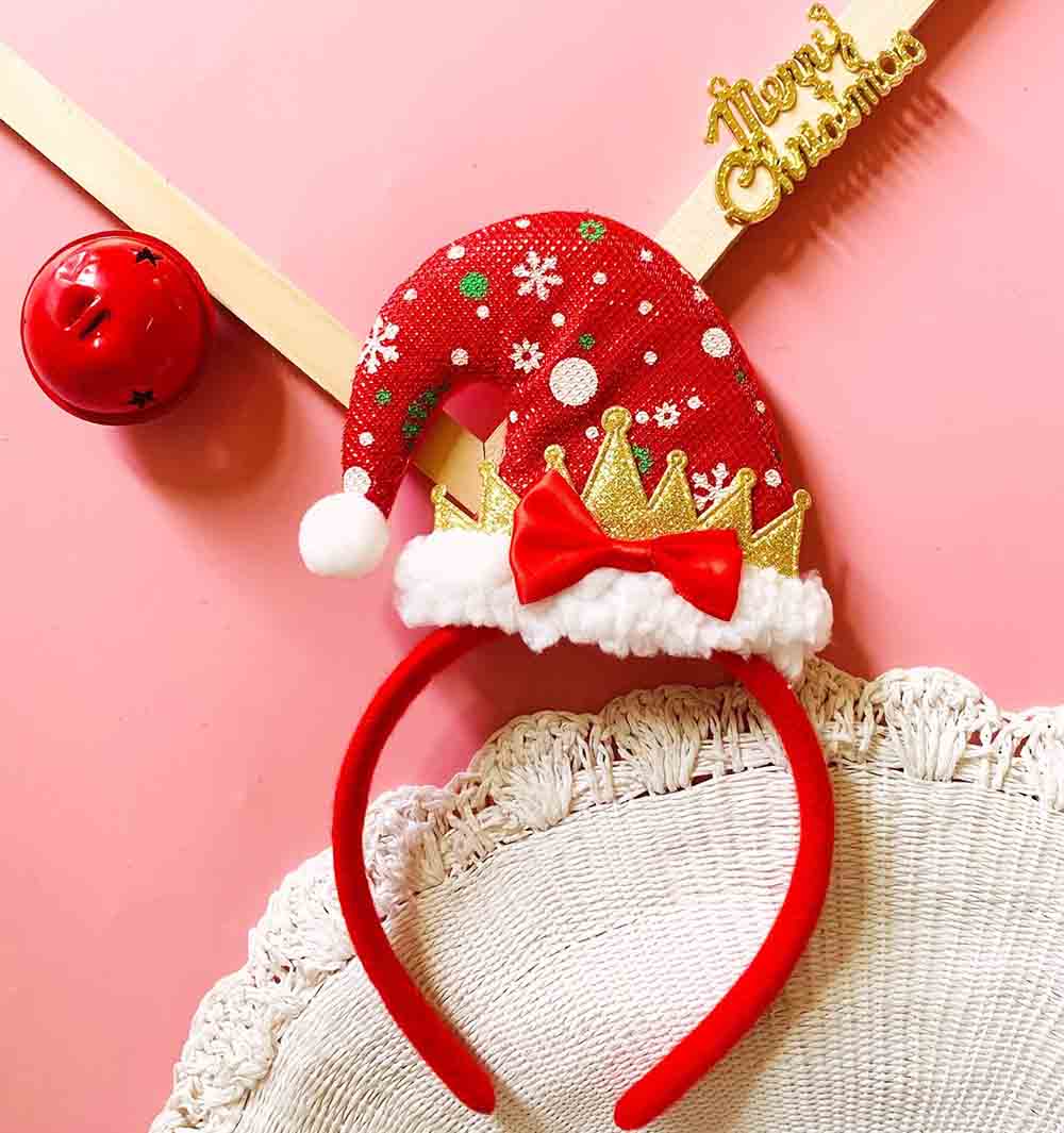 Fiasrel Christmas Ornaments Retro Plaid Santa Old Man Spring Headband Christmas Headbands for Christmas Party