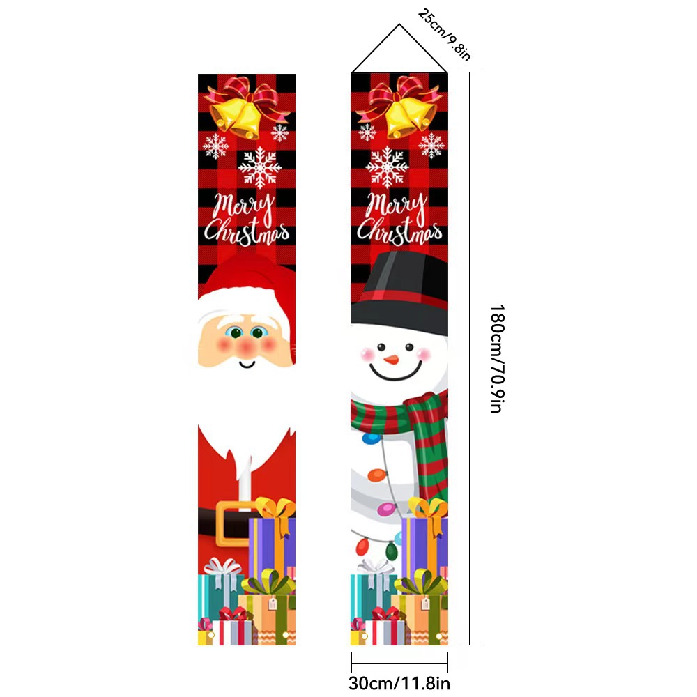 Fiasrel Christmas Couplet Holiday Party Porch Flags Merry Christmas Decorative Couplet Curtain Banner