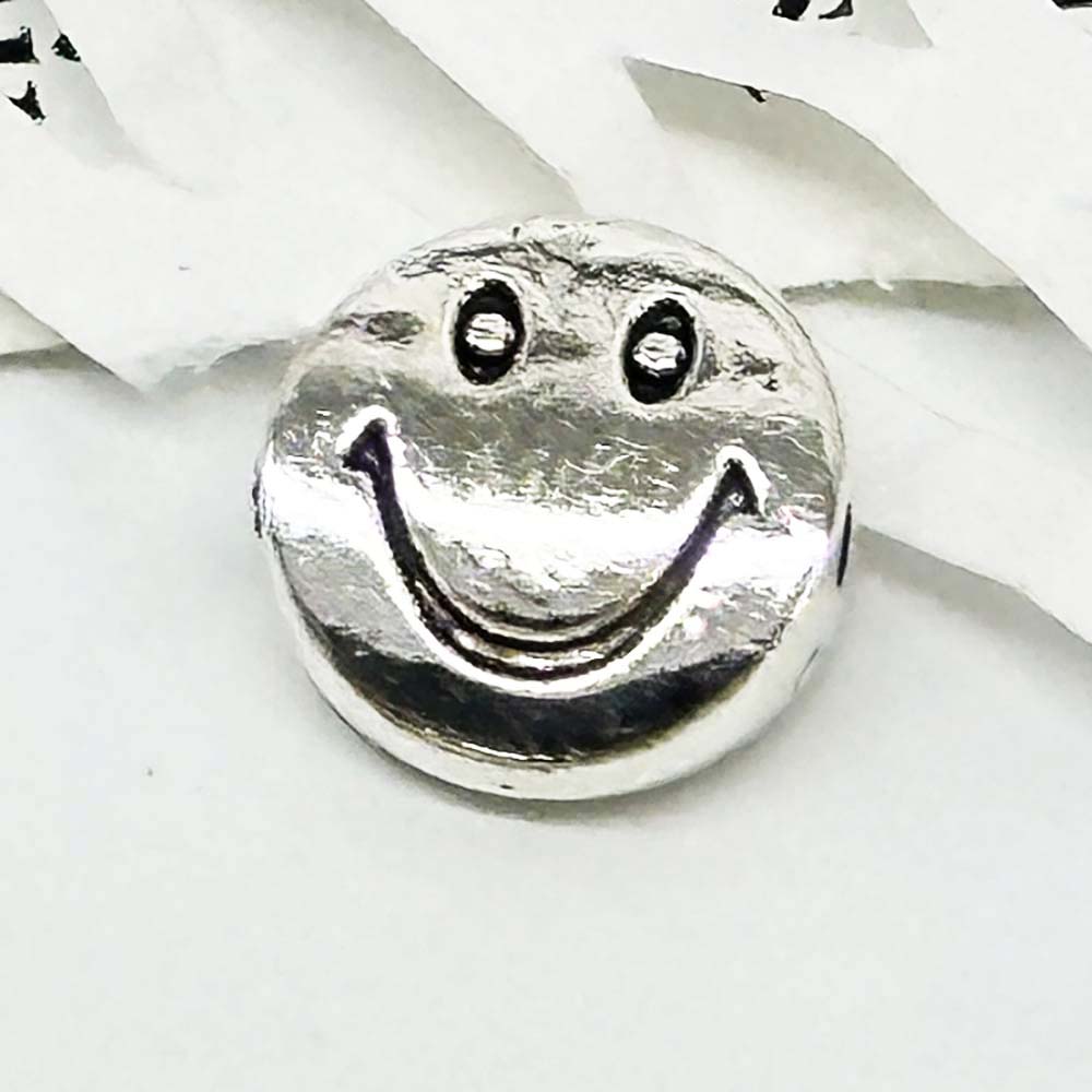 Fiasrel 50pcs Silver Alloy Smiley Face Beads for Earrings Jewelry Accessories Hand-beaded Making