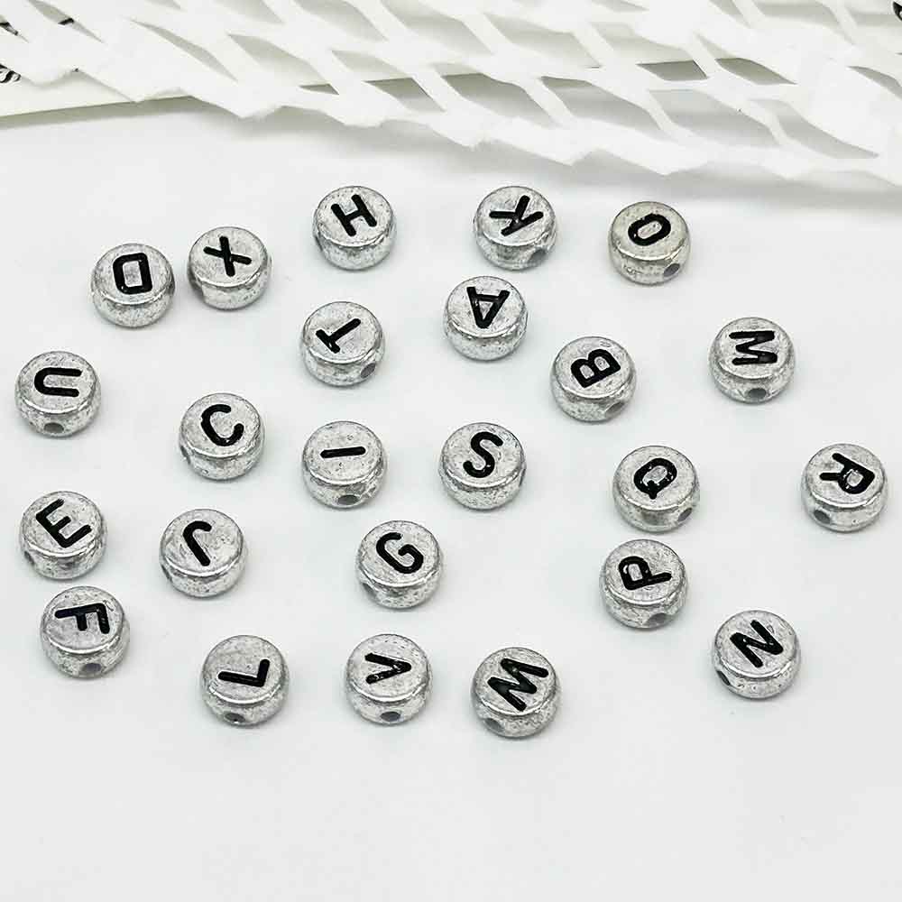 Fiasrel Letter Beads Kit: Mix Alloy Letter Beads Alphabet A-Z Letter Charm Beads for Bracelets Necklace Making Accessories