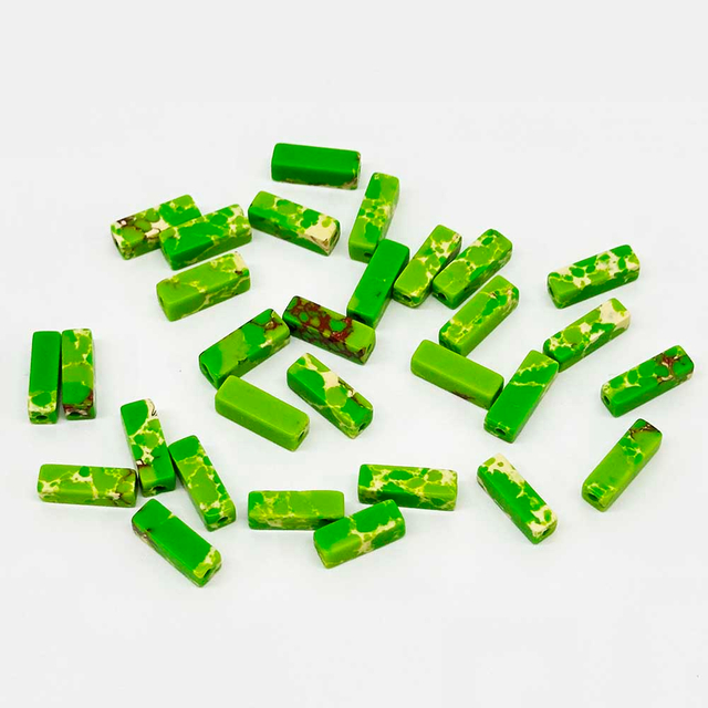 Fiasrel 20pcs Stone Rectangle Green Beads for Necklace Bracelet DIY Making Jewelry Accessory