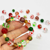 Fiasrel Festive Christmas Glass Beads Set Hand-Painted Enamel Bead Snowman Snowflakes Christmas Santa Hat Christmas Stocking Christmas Beads for DIY Jewelry Making Craft Supplies
