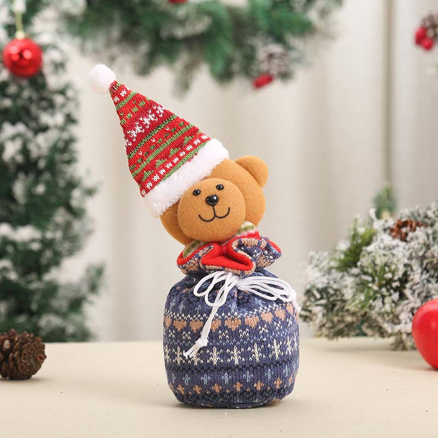 Fiasrel 1pcs/4pcs Christmas Decoration Christmas Series Apple Box Creative Santa Claus Christmas Candy Pouch Gift Bag