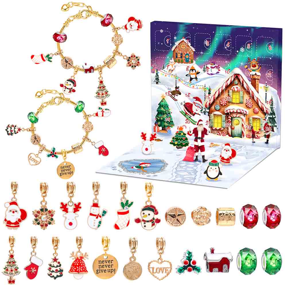 Fiasrel Christmas Countdown Calendar-advent Calendar DIY Surprise Christmas Bracelet Gift Box Blind Box for Kids