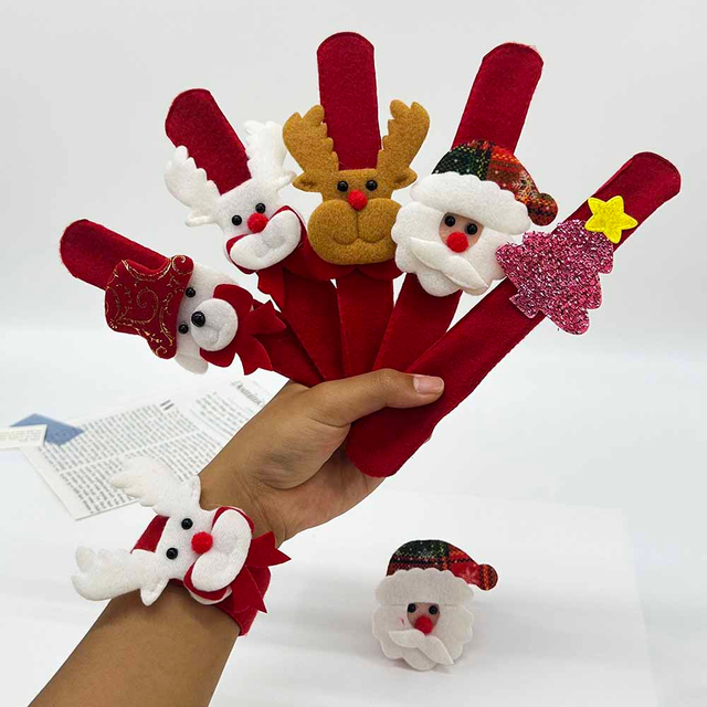 Fiasrel 6pcs Festive Christmas Slap Bracelets for Holiday Parties Family Gifts Christmas Gift Wholesale Decoration