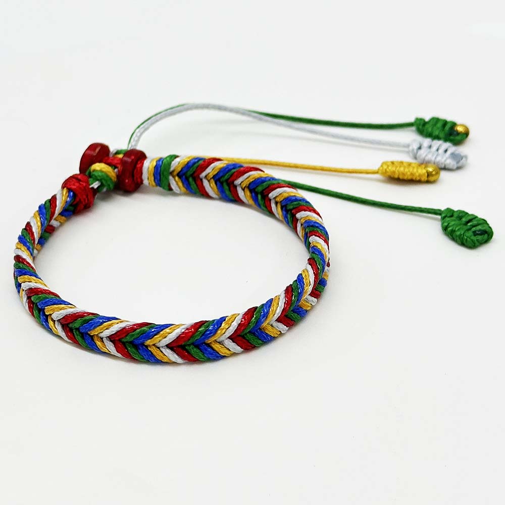 Fiasrel Color Gradient Wax Cord Hand Woven Adjustable Multicoloured Rope Bracelet