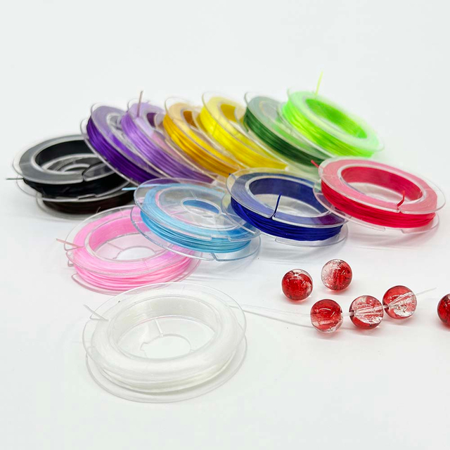 Fiasrel 13 Rolls 0.8mm Flat Elastic Bracelet Rope 13 Colorful High Elastic Beaded Elastic String for Bracelet Necklace Jewelry Making