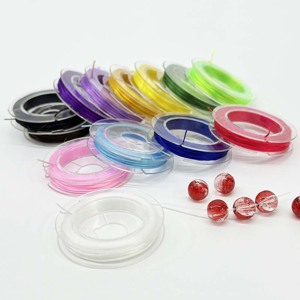 Fiasrel 13 Rolls 0.8mm Flat Elastic Bracelet Rope 13 Colorful High Elastic Beaded Elastic String for Bracelet Necklace Jewelry Making