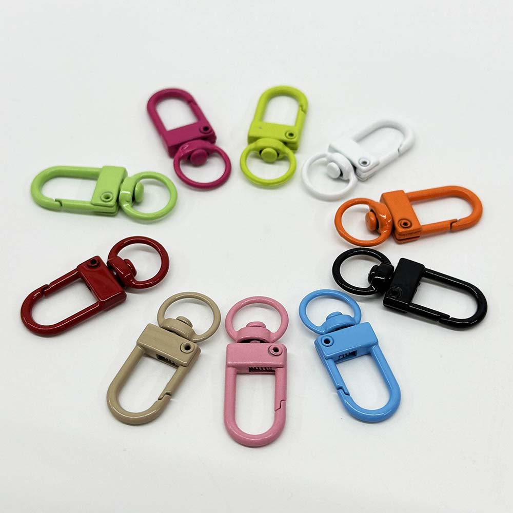 Fiasrel 10/50pcs Baking Paint Door Buckle Colorful Alloy Swivel Lobster Clasp Hooks Keychain Rings for DIY Bag Crafts Jewelry Making Ornament Luggage Accessories