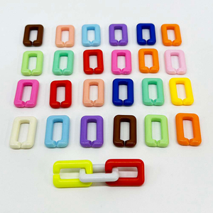 Fiasrel 50pcs Assorted Colors Acrylic Chain Links Rectangular Open Loops Acrylic Creative Chain Keychain for DIY Mobile Phone Chain Keychain Pendant Jewelry Making Craft Supplies