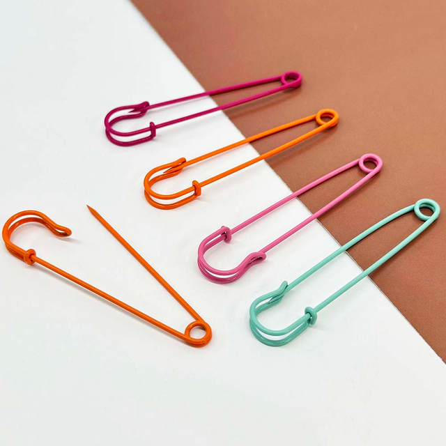Fiasrel 10pcs 50/63/75/100mm Big Metal Safety Pins Brooch Pins Sewing Tools Mix Base Pins Safety Pins for Jewelry Findings DIY Craft Supplies