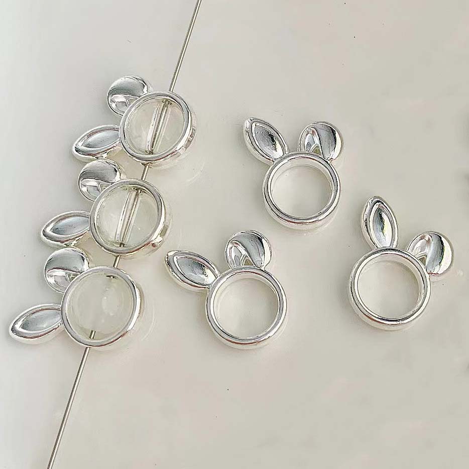 Fiasrel 20pcs Alloy Rabbit Ear Heart Metal Alloy Spacer Beads Charms for Jewellery Making DIY Bracelet Necklace