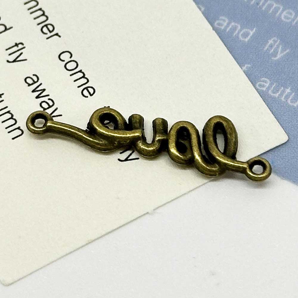 Fiasrel 20/50pcs Antique KC Golded Tone Alloy alloy LOVE linker Charm Connector for Valentines Day Jewellery Necklace Bracelet Supplies