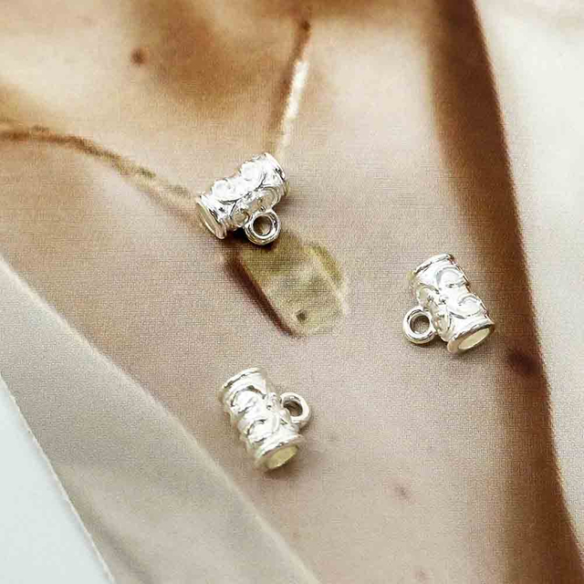 Fiasrel Metal Beads Pendant Loop Silver-plated Beads for Decorated Pendant Charm Jewelry Making