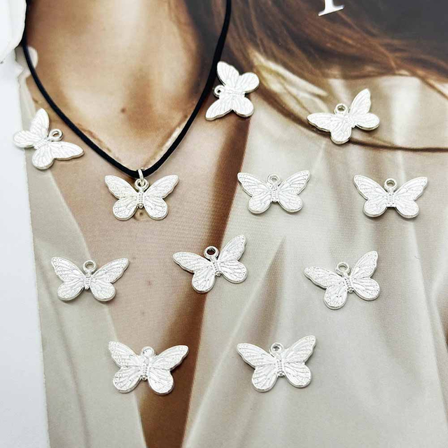Fiasrel 20/50pcs Pieces Spacer Beads Butterfly Animal Wing DIY Hollow Out Zinc Alloy Accessories for DIY Jewelry Making Bracelet Necklace Ankle Supplies