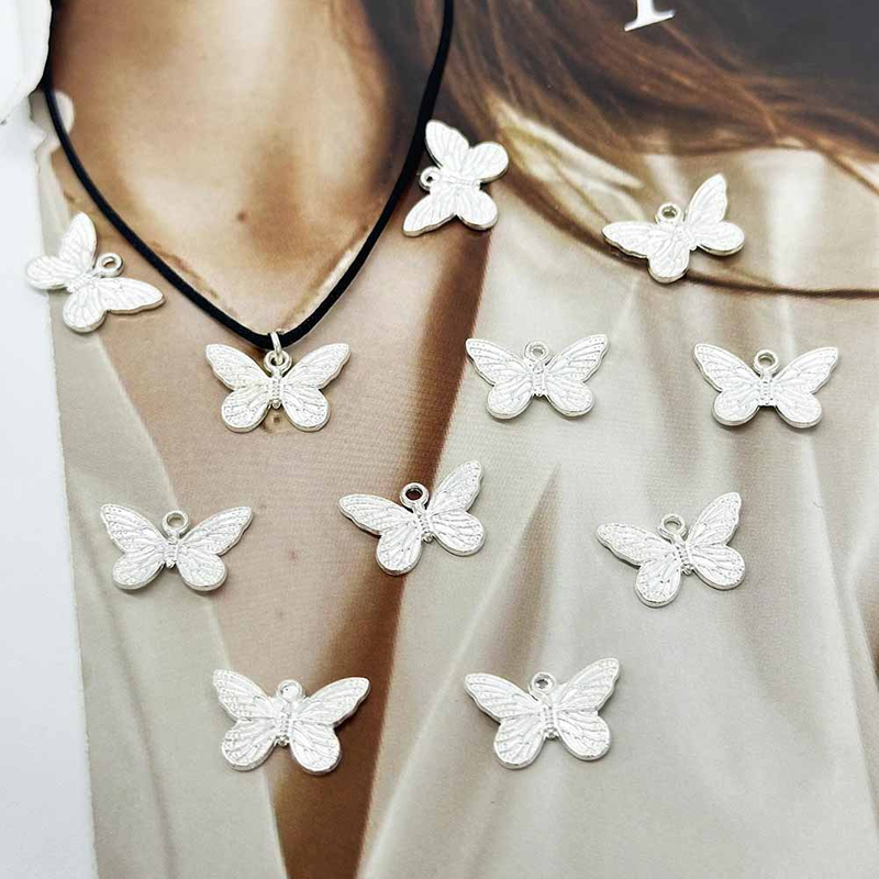 Fiasrel 20/50pcs Pieces Spacer Beads Butterfly Animal Wing DIY Hollow Out Zinc Alloy Accessories for DIY Jewelry Making Bracelet Necklace Ankle Supplies