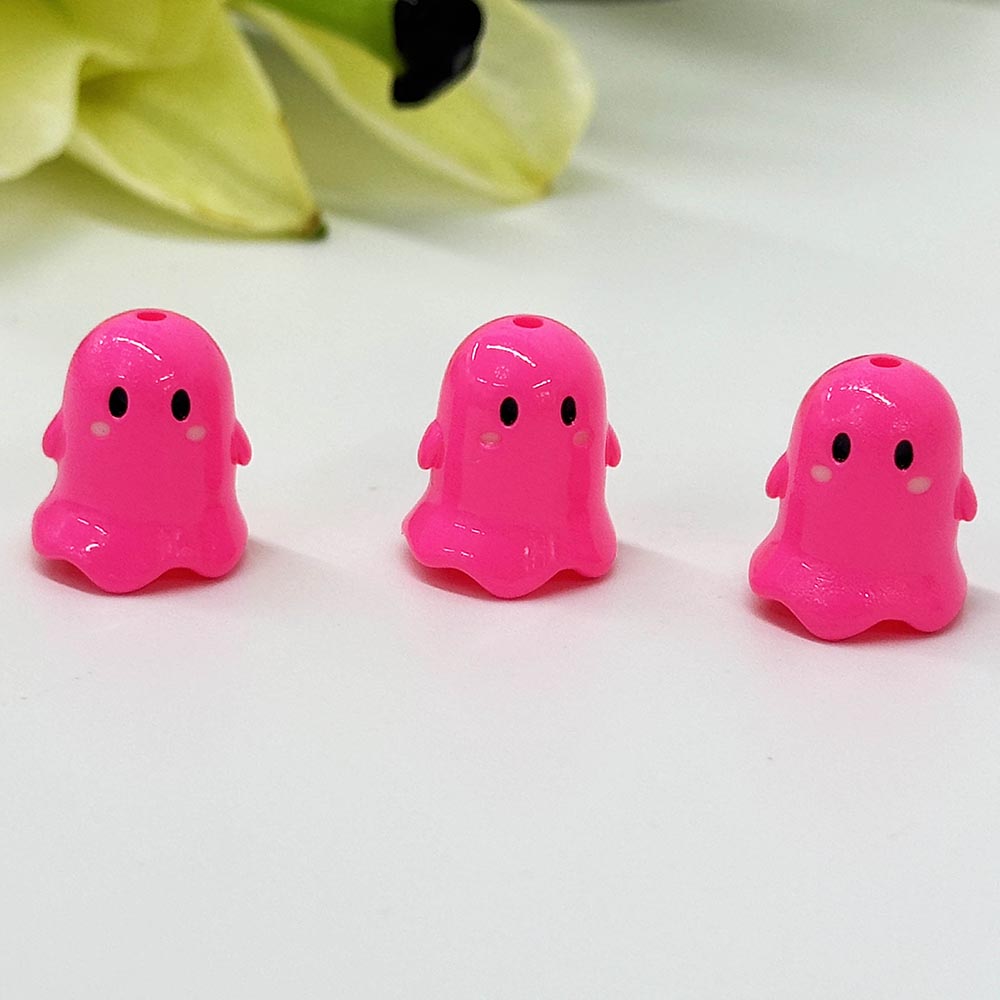 Fiasrel 10pcs Cartoon Ghost Hollow Acrylic Vertical Hole Acrylic Beads for DIY Handmade Bracelet Necklace Material Holiday Home Decoration Jewelry Accessories