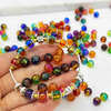 Fiasrel 50/100/200pcs 8mm Bicolor Golden Stripe Round Colorful Acrylic Beads for Jewelry Making DIY Couple Bracelets Necklace Unique Phone Chain Handmade Craft Supplies