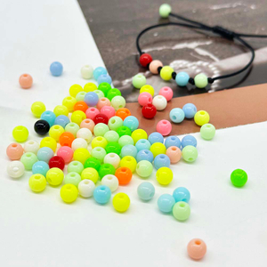 Fiasrel 6-14MM 100pcs Round Spacer Candy Colors Beads Halloween & Christmas Acrylic Jewelry Ball Beads for Making Bracelet Necklace Earring DIY Craft Keychain