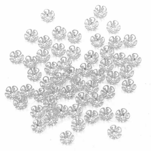 Fiasrel 200pcs/pack 8/10mm Golden Petal Bead Cap Bulk Tail Spacer Charm Beads for DIY Jewelry Making Bracelet Necklace Handmade Craft Supplies