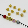 Fiasrel 18k Golden Plated 4/6/8mm Hollow Spacer Beads for DIY Jewelry Making Bracelet Necklace Accessories Supplies