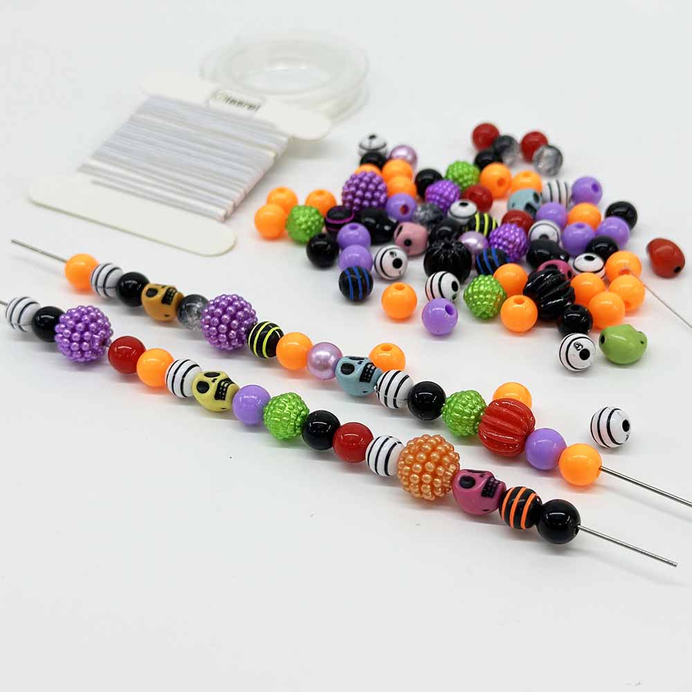 Fiasrel Halloween Soft Clay Beaded DIY Material Pack Clay Beads Kit for Bracelet Jewelry Making