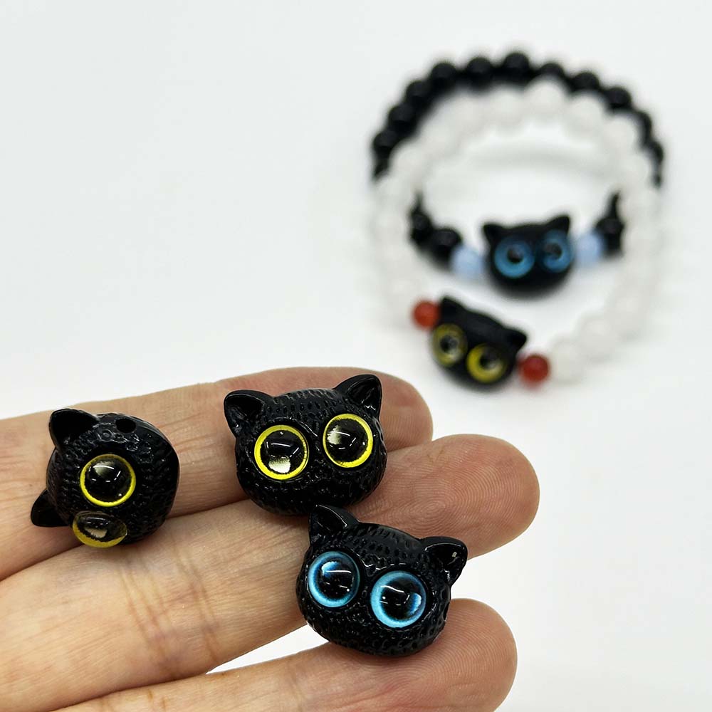 Fiasrel 10pcs Cute Kitten Beads Resin Cute Cat Pattern Beads for DIY Jewelry Making DIY Bracelet Necklace Accessories