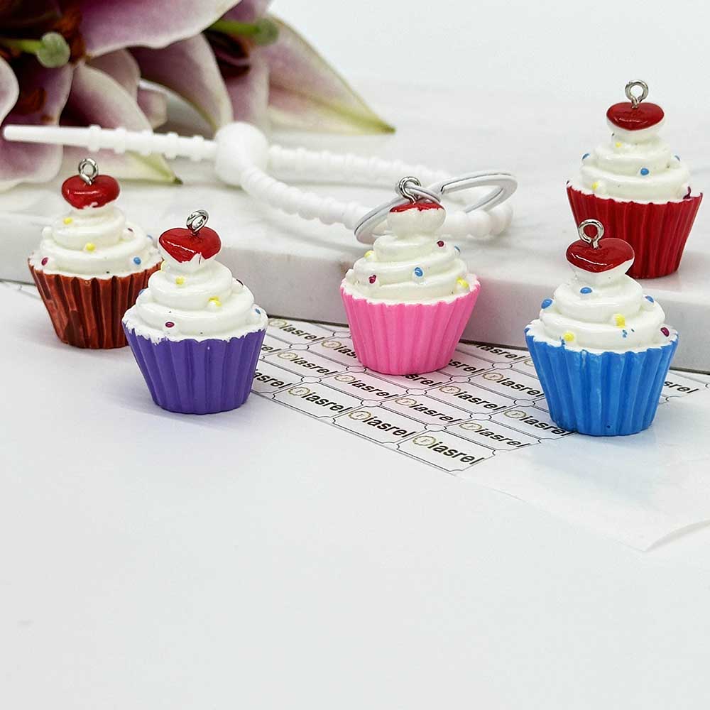 Fiasrel 10pcs 25*32mm Resin Simulation Dessert Jewelry Sweet Cake Cupcake Pendant Charms for DIY Handmade Jewelry Making Keychains Supplies