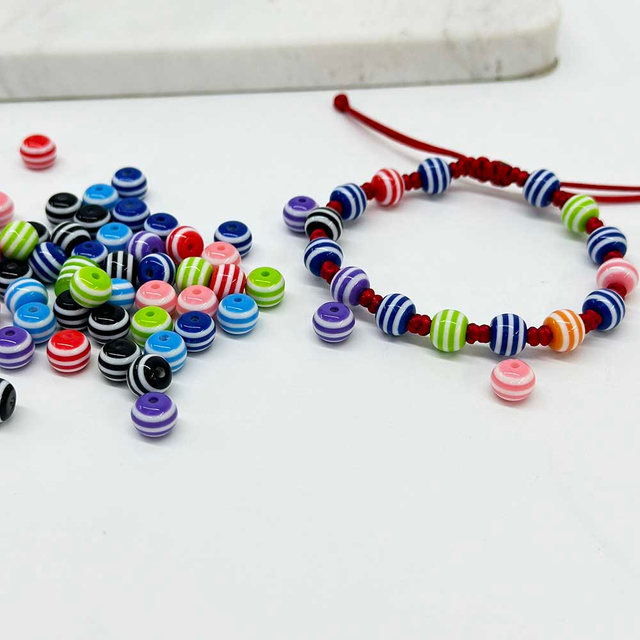 Fiasrel 50pcs 6/8/10mm Rainbow Striped Round Resin Beads for DIY Jewelry Making Crafts Decorative Ornaments Bracelet Necklace Beaded Accessories