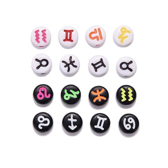 Fiasrel 7*4mm Zodiac Acrylic Beads for Jewelry Making – DIY Beads for Bracelets & Necklaces