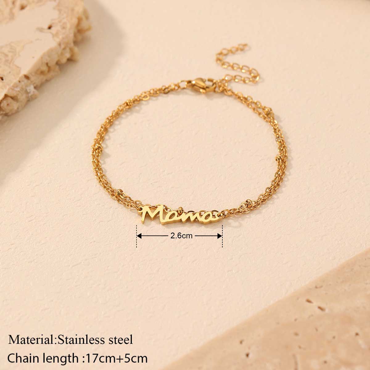Fiasrel Personalized Mothers Day Gift Jewelry Gold Plated Stainless Steel Bracelets 