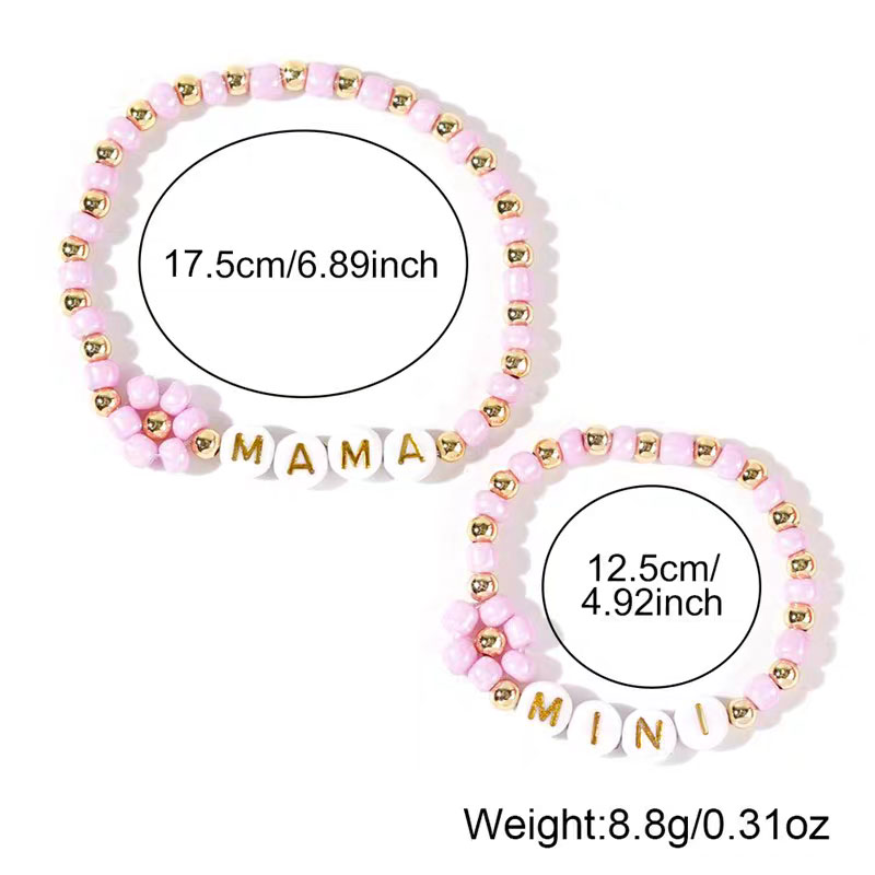 Fiasrel Parent-child Bracelet Set Fashionable Thanksgiving Mother's Day Bead Bracelet Small 