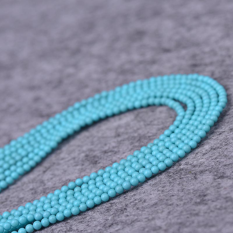 Fiasrel 1bundle 2-4mm Turquoise Glass Beads & Blue Semi-Finished Beads - for DIY Bracelet, Necklace and Tassel Inlay Craft 