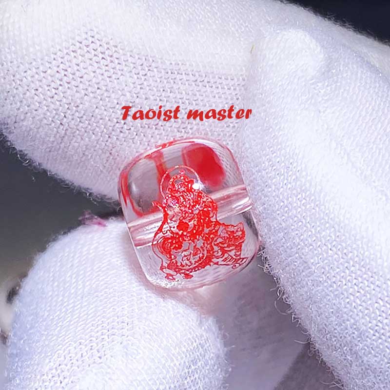 Fiasrel Authentic Taoist Protection Beads - White Quartz Evil-Repelling Disc Beads with Sacred Cinnabar Inscriptions | Celestial Master Approved Ritual Jewelry Supplies