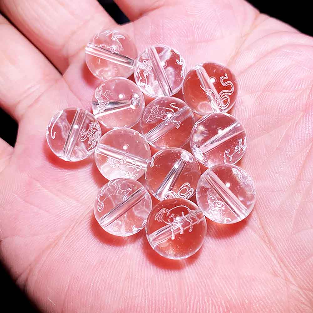 Fiasrel Natural White Crystal Beads | Triple Harmony Zodiac Compatibility Beads | Loose Charm Beads for DIY Bracelets & Jewelry