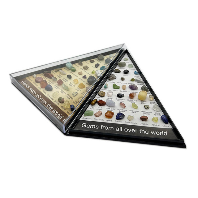 Fiasrel 36-Piece Natural Crystal & Agate Gemstone Collection - Triangular Mineral Specimen Set Polished Geological Teaching Materials for Rock Identification
