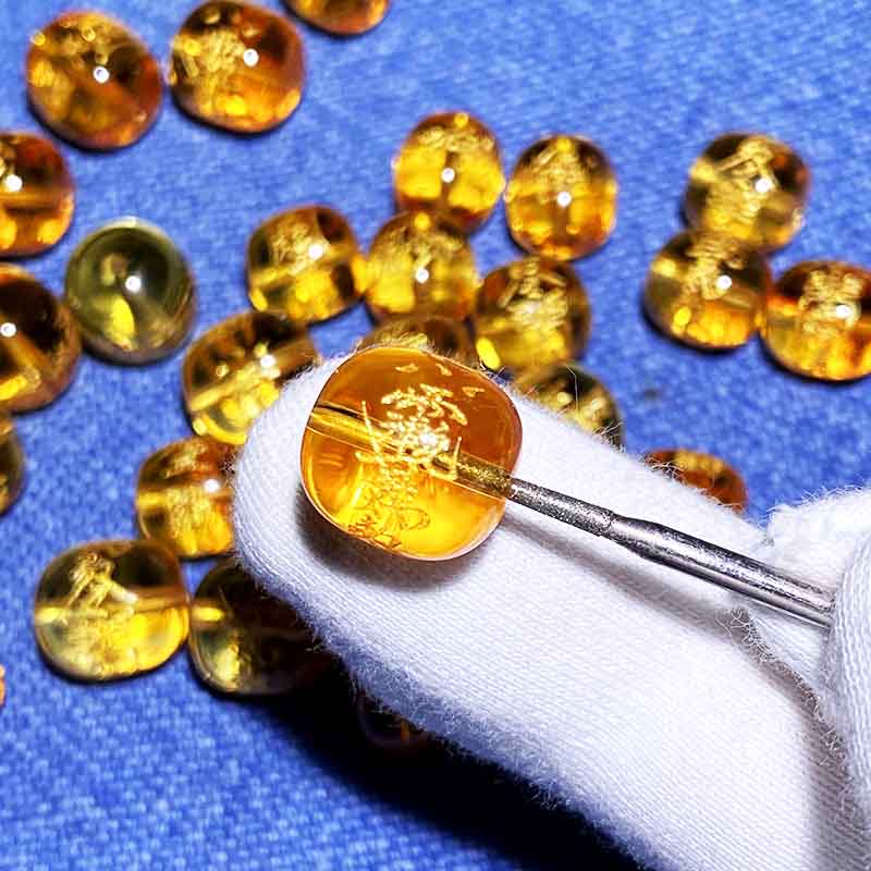 Fiasrel Snake Year Perpetual Beads - Citrine Spacer Beads & Cord Accessories for 2025 Zodiac Bracelet Making