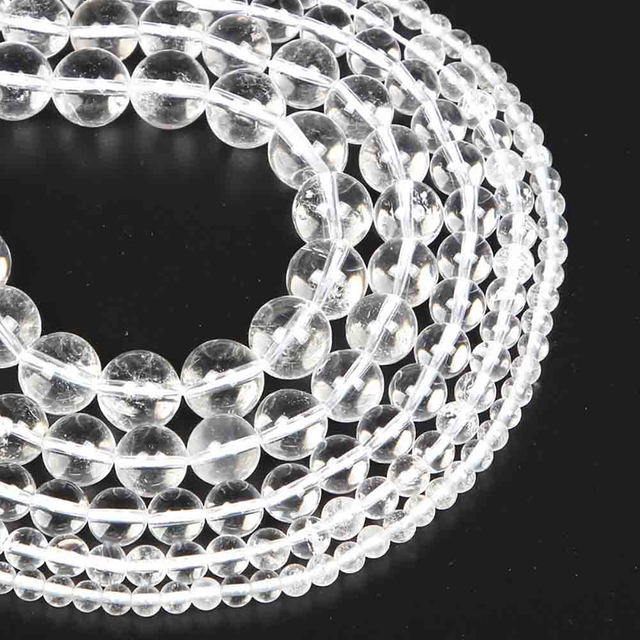 Fiasrel 1bundle 4-16mm Crystal Clear Glass Beads - Transparent Round Loose Beads with Holes High-Gloss Craft Beads for Jewelry