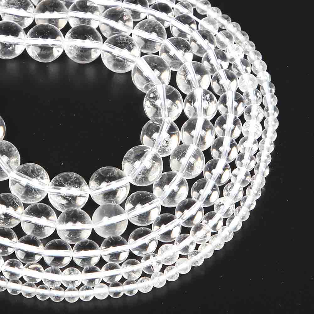 Fiasrel 1bundle 4-16mm Crystal Clear Glass Beads - Transparent Round Loose Beads with Holes High-Gloss Craft Beads for Jewelry