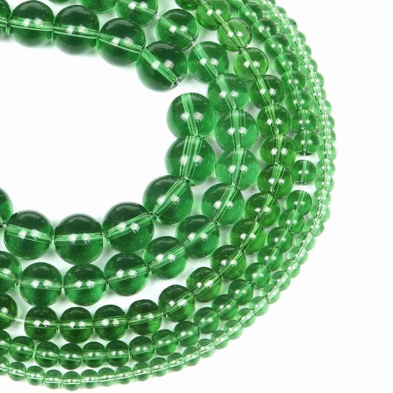 Fiasrel 1bundle DIY Green Handmade Glass Beads - High-Gloss Round Glass Beads for Buddhist Bracelets 