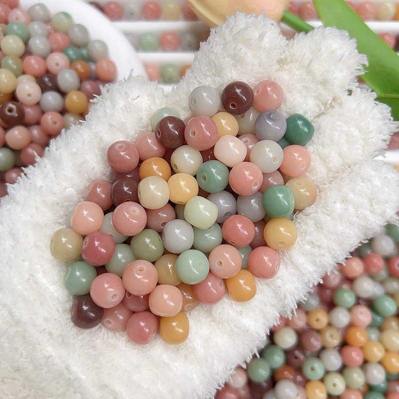 Fiasrel Round Stone Beads Natural Alxa Stone Beads for Jewelry Making DIY Bracelet Necklace