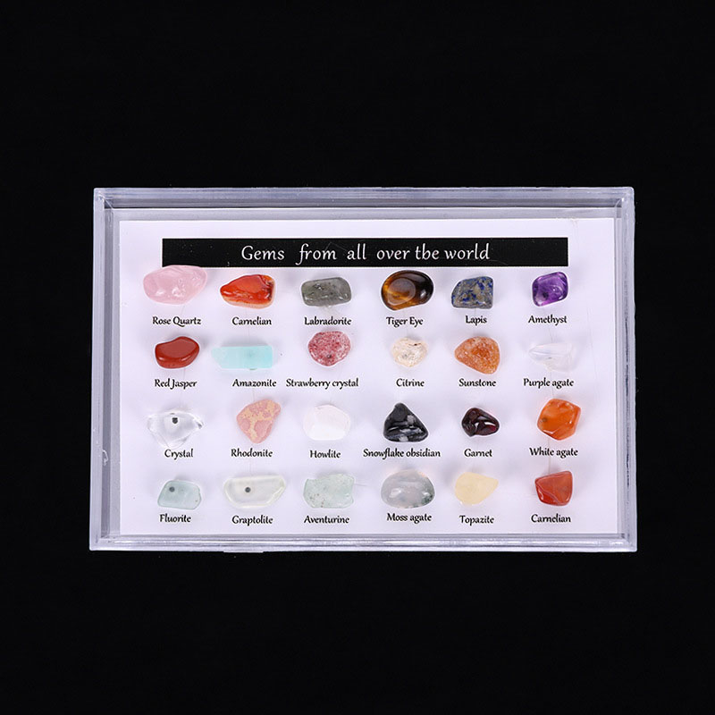 Fiasrel 24 Specimens of Natural Crystal Agate & Semi-Precious Stones - Polished Mineral Rocks for Geological Education